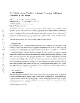 The PUEVA Inventory: A Toolkit to Evaluate the Personality, Usability
  and Enjoyability of Voice Agents