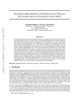 Encoding Hierarchical Information in Neural Networks helps in
  Subpopulation Shift