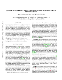 Augmented Contrastive Self-Supervised Learning for Audio Invariant
  Representations