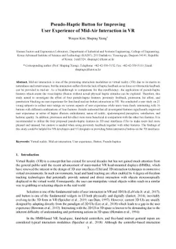 Pseudo-Haptic Button for Improving User Experience of Mid-Air
  Interaction in VR