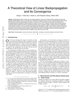 A Theoretical View of Linear Backpropagation and Its Convergence