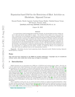 Reputation-based PoS for the Restriction of Illicit Activities on Blockchain: Algorand Usecase