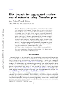 Risk bounds for aggregated shallow neural networks using Gaussian prior