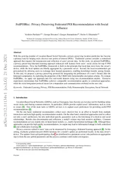 FedPOIRec: Privacy Preserving Federated POI Recommendation with Social
  Influence