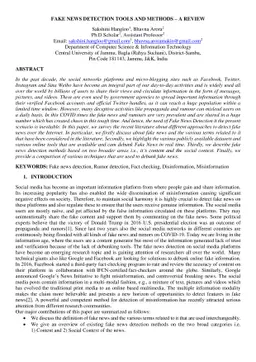 Fake News Detection Tools and Methods -- A Review