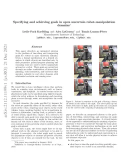 Specifying and achieving goals in open uncertain robot-manipulation
  domains