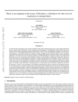 There is an elephant in the room: Towards a critique on the use of
  fairness in biometrics