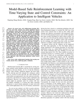 Model-Based Safe Reinforcement Learning with Time-Varying State and
  Control Constraints: An Application to Intelligent Vehicles