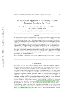 An ASP-based Approach to Answering Natural Language Questions for Texts