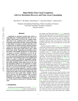 High-Fidelity Point Cloud Completion with Low-Resolution Recovery and
  Noise-Aware Upsampling