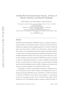 Satellite-Based Communications Security: A Survey of Threats, Solutions,
  and Research Challenges
