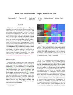 Shape from Polarization for Complex Scenes in the Wild