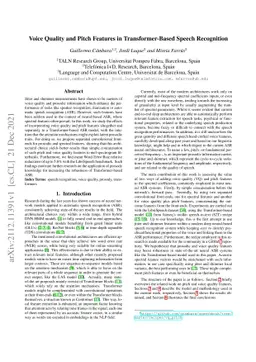Voice Quality and Pitch Features in Transformer-Based Speech Recognition