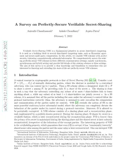 A Survey on Perfectly-Secure Verifiable Secret-Sharing