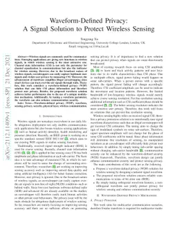 Waveform-Defined Privacy: A Signal Solution to Protect Wireless Sensing