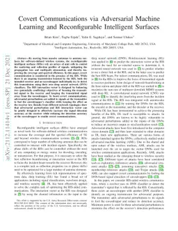 Covert Communications via Adversarial Machine Learning and
  Reconfigurable Intelligent Surfaces