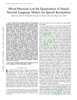 Mixed Precision Low-bit Quantization of Neural Network Language Models
  for Speech Recognition