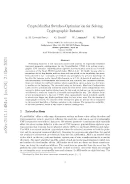 CryptoMiniSat Switches-Optimization for Solving Cryptographic Instances