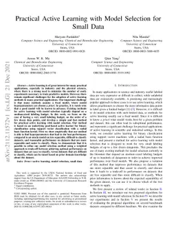 Practical Active Learning with Model Selection for Small Data