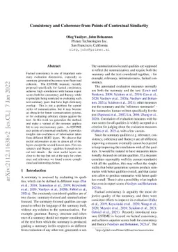 Consistency and Coherence from Points of Contextual Similarity