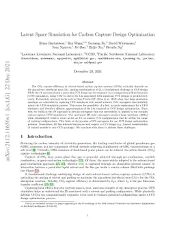 Latent Space Simulation for Carbon Capture Design Optimization