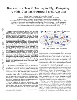 Decentralized Task Offloading in Edge Computing: A Multi-User
  Multi-Armed Bandit Approach