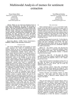 Multimodal Analysis of memes for sentiment extraction