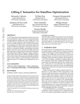 Lifting C Semantics for Dataflow Optimization