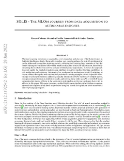SOLIS -- The MLOps journey from data acquisition to actionable insights