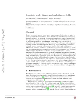 Quantifying Gender Biases Towards Politicians on Reddit