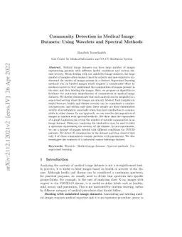 Community Detection in Medical Image Datasets: Using Wavelets and
  Spectral Methods