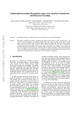 Multimodal Personality Recognition using Cross-Attention Transformer and
  Behaviour Encoding