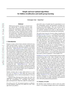 Simple and near-optimal algorithms for hidden stratification and
  multi-group learning