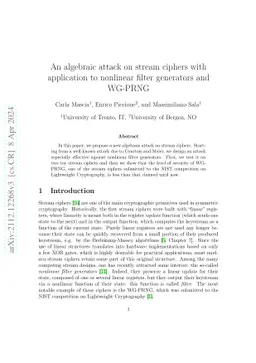 An algebraic attack on stream ciphers with application to nonlinear
  filter generators and WG-PRNG