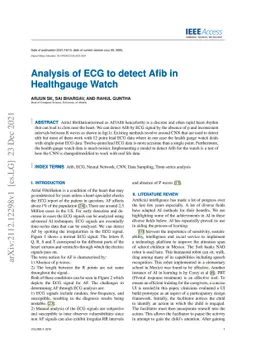 Analysis of ECG data to detect Atrial Fibrillation