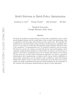Model Selection in Batch Policy Optimization