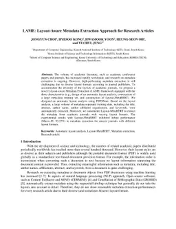 LAME: Layout Aware Metadata Extraction Approach for Research Articles