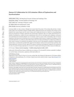 Human-AI Collaboration for UX Evaluation: Effects of Explanation and
  Synchronization