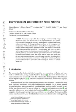 Equivariance and generalization in neural networks