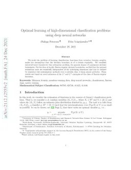Optimal learning of high-dimensional classification problems using deep
  neural networks