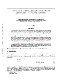 Integrating Material Selection with Design Optimization via Neural
  Networks