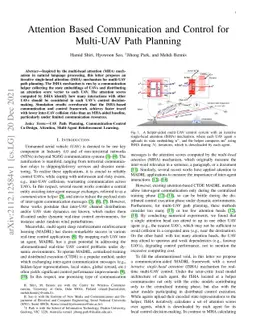 Attention Based Communication and Control for Multi-UAV Path Planning