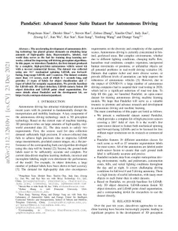 PandaSet: Advanced Sensor Suite Dataset for Autonomous Driving