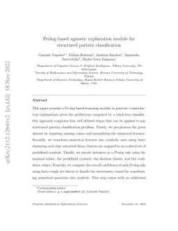Prolog-based agnostic explanation module for structured pattern
  classification
