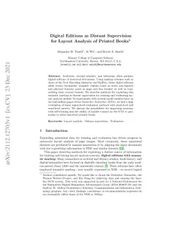 Digital Editions as Distant Supervision for Layout Analysis of Printed
  Books