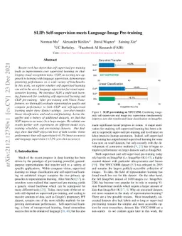 SLIP: Self-supervision meets Language-Image Pre-training