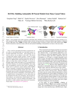 BANMo: Building Animatable 3D Neural Models from Many Casual Videos