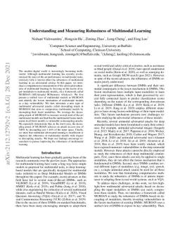 Understanding and Measuring Robustness of Multimodal Learning