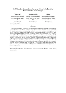 Self-Attention Generative Adversarial Network for Iterative
  Reconstruction of CT Images