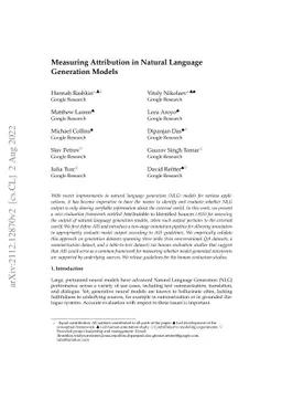 Measuring Attribution in Natural Language Generation Models